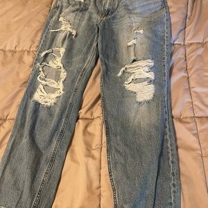 Aeropostale Relaxed Fit Ripped Denim Jeans